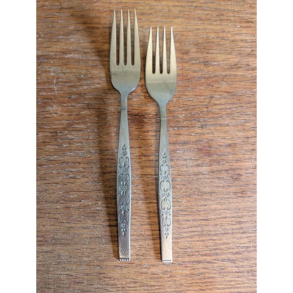 Wm. A. Rogers Oneida Spanda Stainless Flatware Dinner Salad Fork Set 2pc